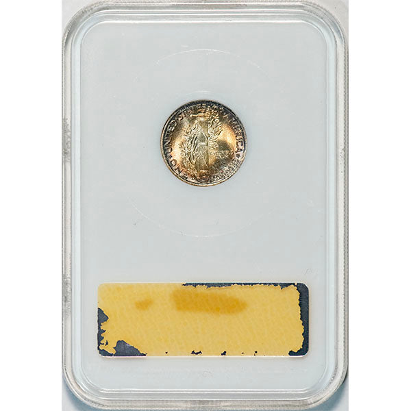 (5053) 1944-D 10C NGC MS66FB Gold CAC Mercury Dime reverse slab