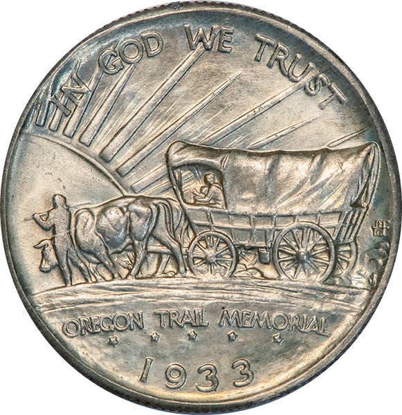 (9343) 1933-D 50C PCGS MS64 Gold CAC Oregon reverse