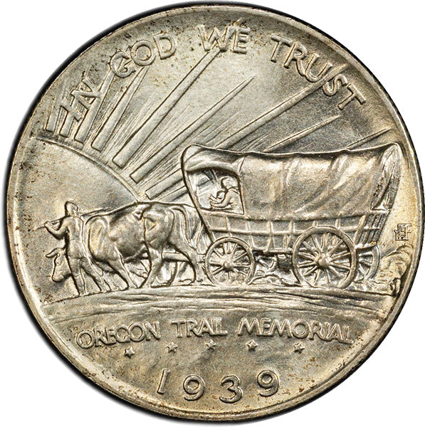 (9352) 1939 50C PCGS MS67 CAC Oregon reverse