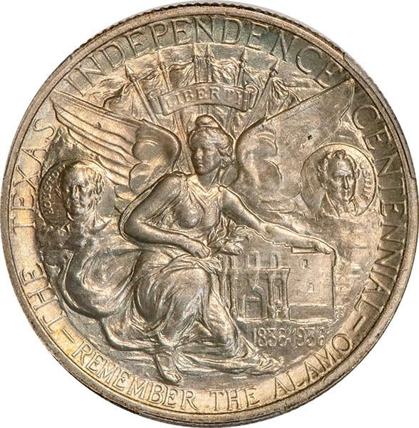 (9394) 1938 50C PCGS MS65 Texas CAC reverse