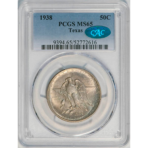 (9394) 1938 50C PCGS MS65 Texas CAC slab