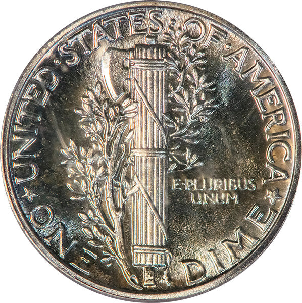 (5077) 1942 10C PCGS PR67 CAC Mercury reverse