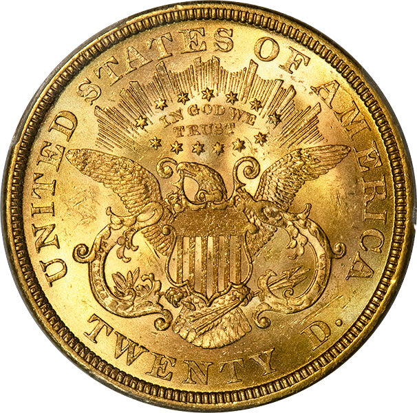 1866 $20 Motto PCGS MS61 reverse