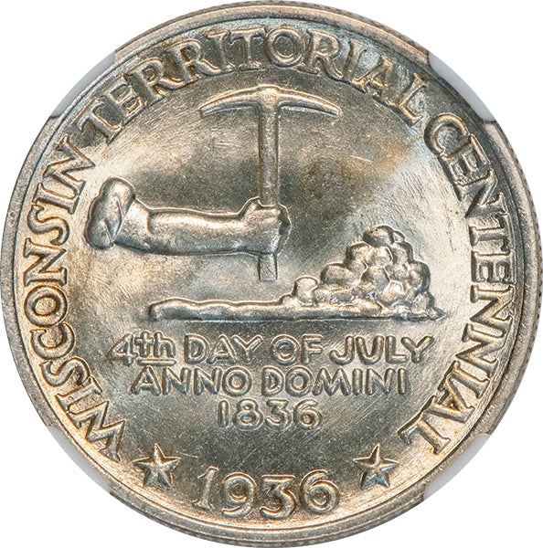 (9447) 1936 50C NGC MS66+ Wisconsin obverse