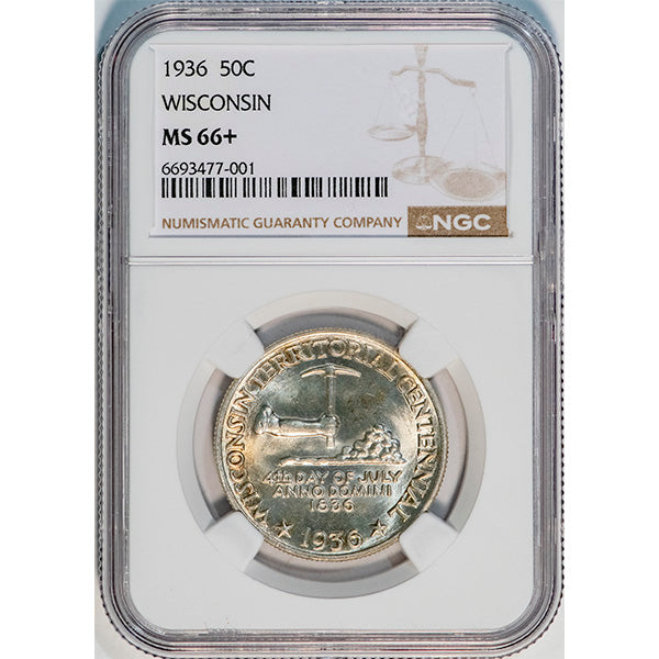 (9447) 1936 50C NGC MS66+ Wisconsin slab