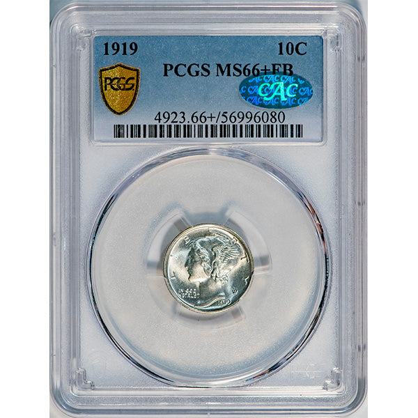 (4923) 1919 10C PCGS MS66+FB CAC slab