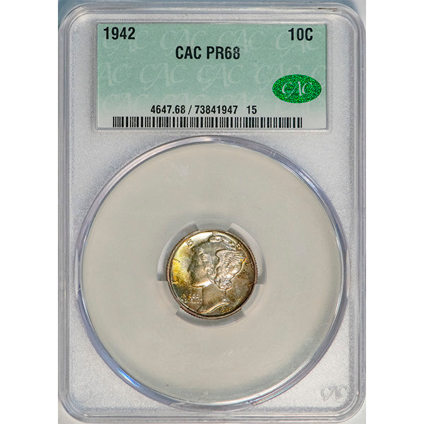 (5077) 1942 10C CACG PR68 CAC Mercury slab