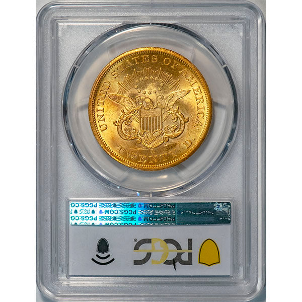 (8916) 1855-S $20 PCGS MS62 Liberty reverse slab