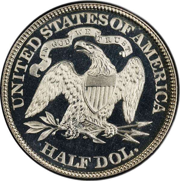 (6400) 1883 50C PCGS PR66DCAM CAC Seated Half reverse