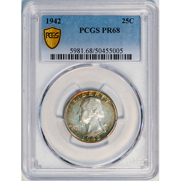 (5981) 1942 25C PCGS PR68 Washington slab