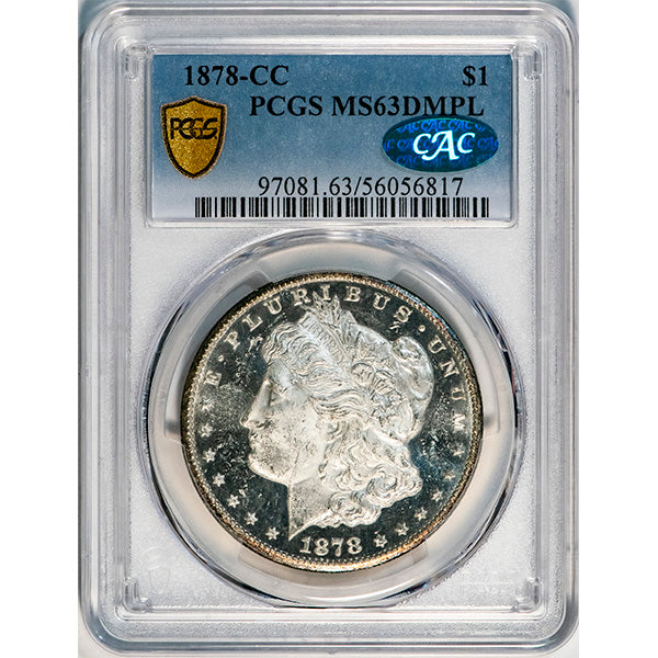 (7045) 1878-CC $1 PCGS MS63DMPL CAC Morgan slab