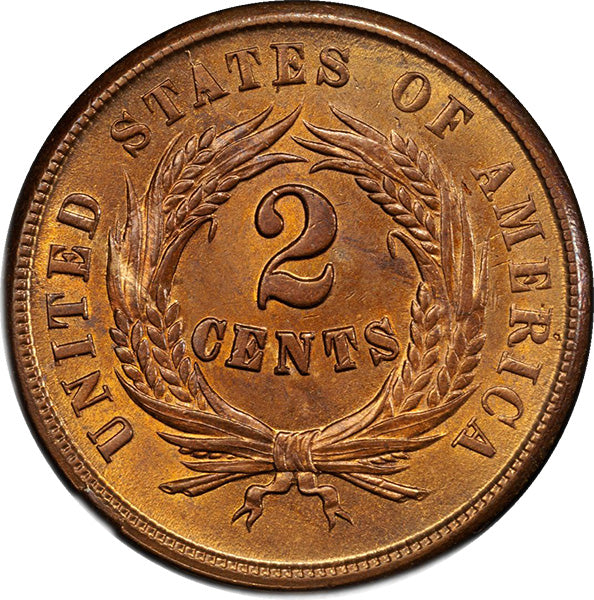 (3577) 1864 2C PCGS MS64RB CAC reverse