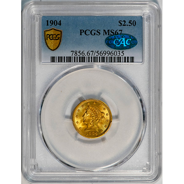 (7856) 1904 $2.50 PCGS MS67 CAC Liberty slab