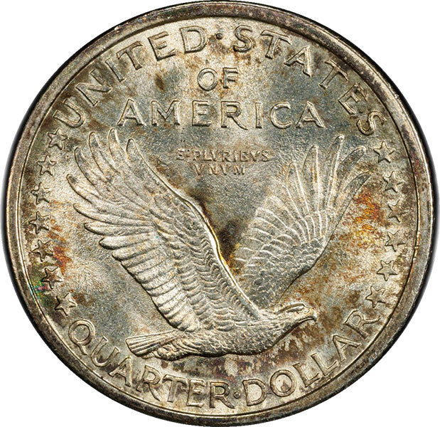 (5707) 1917 25C PCGS MS67FH Type 1 SLQ reverse