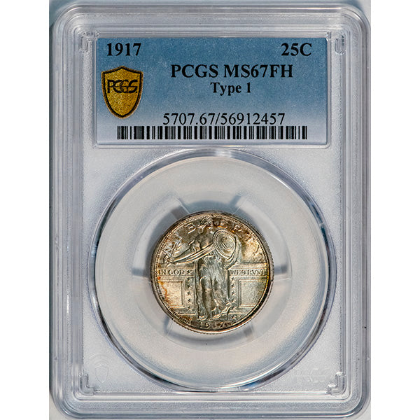 (5707) 1917 25C PCGS MS67FH Type 1 SLQ slab
