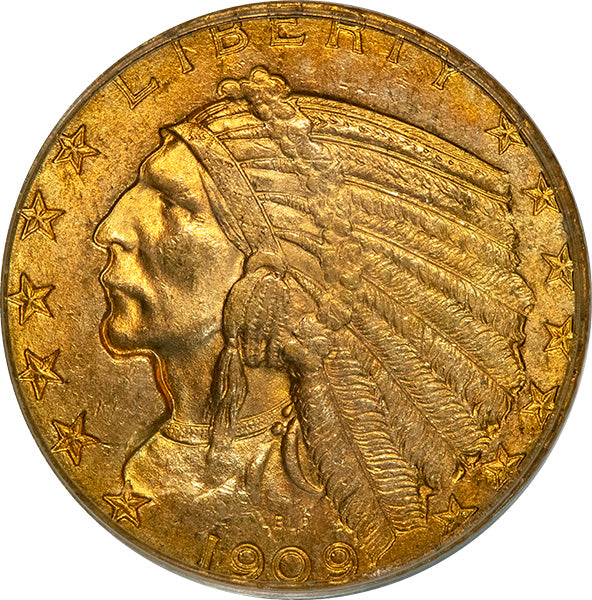 (8513) 1909 $5 PCGS MS60 Indian obverse