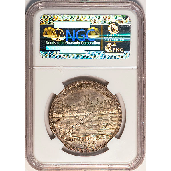 1754 1/2T ICB Germany Regensburg NGC AU58 reverse slab