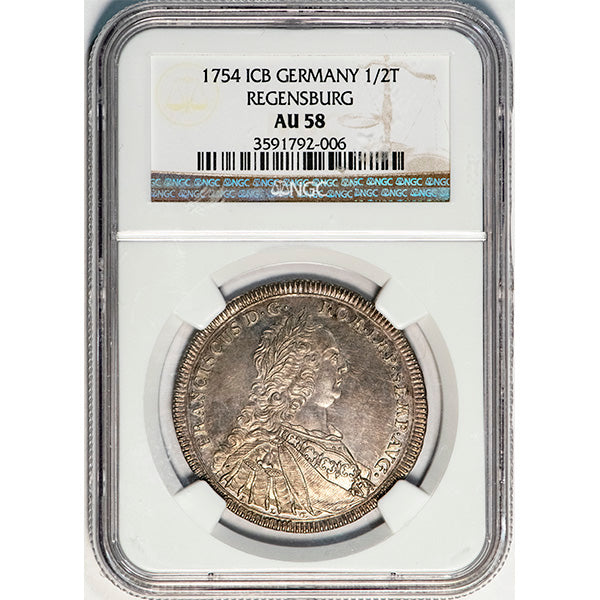 1754 1/2T ICB Germany Regensburg NGC AU58 slab