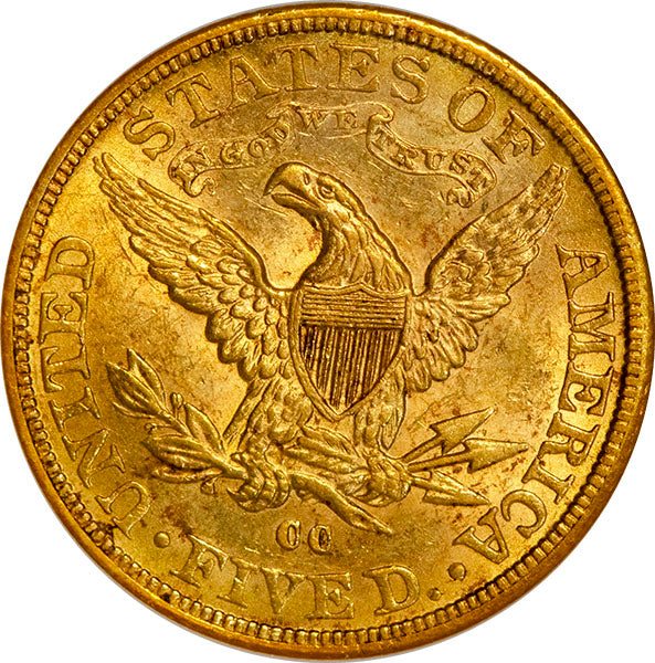 (8378) 1891-CC $5 NGC MS60 CAC Liberty reverse