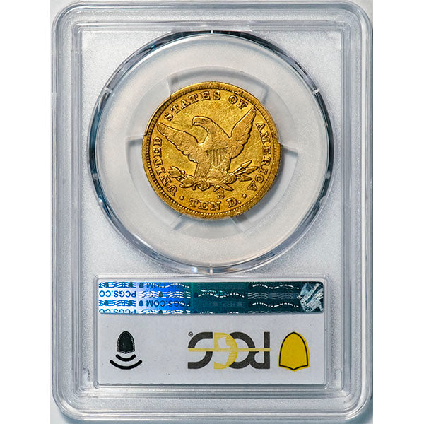 (8643) 1865-S $10 PCGS VF20 865/Inverted 186 reverse slab