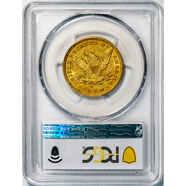 (8607) 1851-O $10 PCGS AU55 CAC Liberty reverse slab