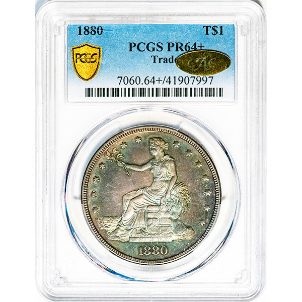 (7060) 1880 T$1 PCGS PR64+ Gold CAC slab