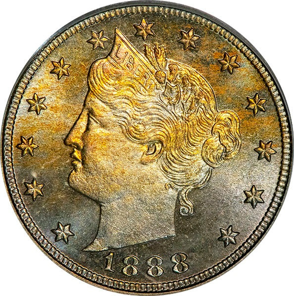 (3886) 1888 5C PCGS PR65 CAC Liberty obverse