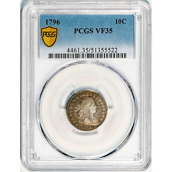(4461) 1796 10C PCGS VF35 Bust Dime slab