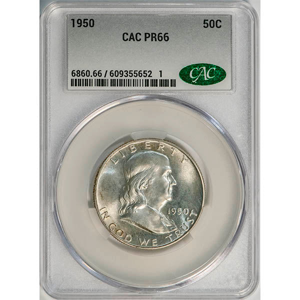 (6691) 1950 50C CACG PR66 CAC Franklin slab