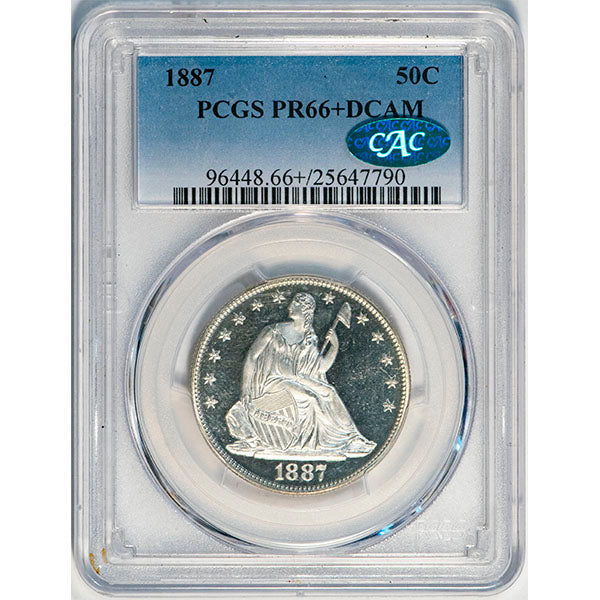 (6448) 1887 50C PCGS PR66+DCAM CAC