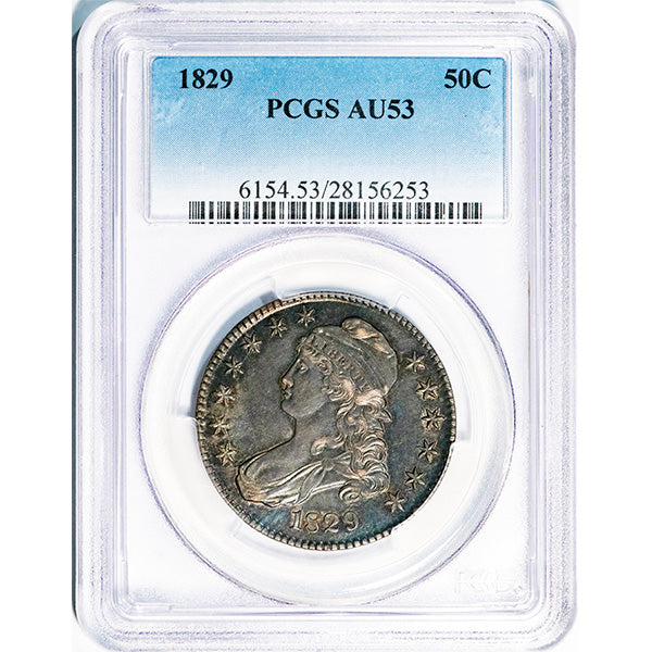 (6154) 1829 50C PCGS AU53 Bust Half slab
