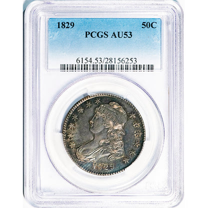 (6154) 1829 50C PCGS AU53 Bust Half slab
