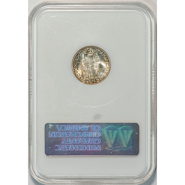 (5039) 1942-D 10C NGC MS65FB Gold CAC Mercury reverse slab