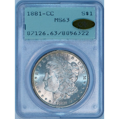 (7126) 1881-CC $1 PCGS MS63 Gold CAC