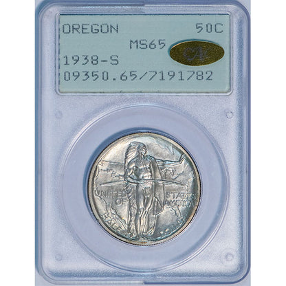(9350) 1938-S 50C PCGS MS65 Gold CAC Oregon