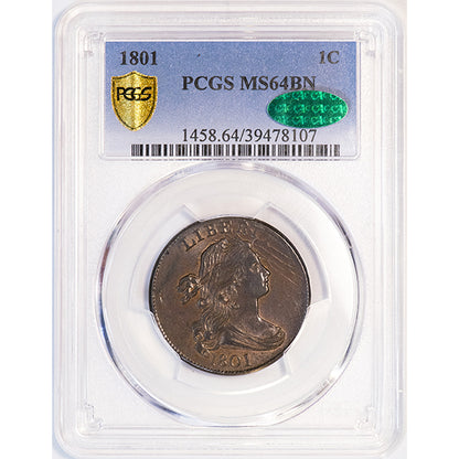 1801 1C S-213, R.2 PCGS MS64BN CAC slab