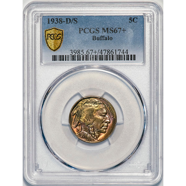(3985) 1938-D/S 5C PCGS MS67+ Buffalo slab