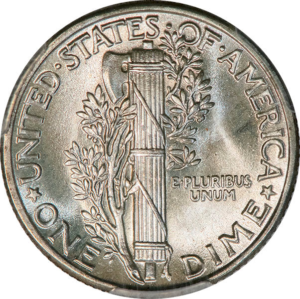 (5005) 10C PCGS MS67FB CAC Mercury Dime reverse