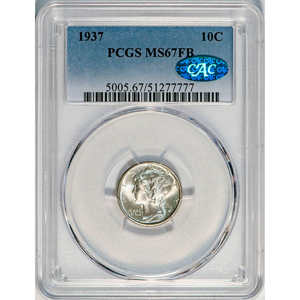 (5005) 10C PCGS MS67FB CAC Mercury Dime slab