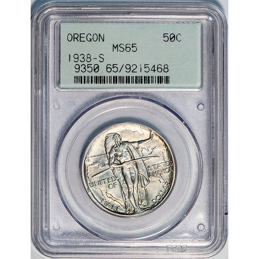 (9350) 1938-S 50C PCGS MS65 Oregon slab