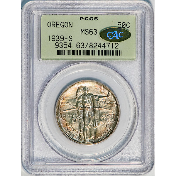 (9354) 1939-S 50C PCGS MS63 Oregon Gold CAC slab