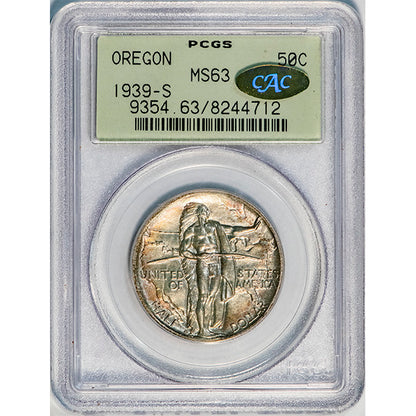 (9354) 1939-S 50C PCGS MS63 Oregon Gold CAC slab