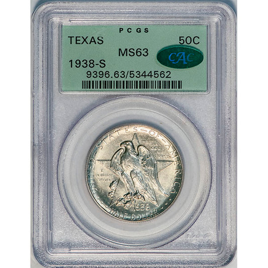 (9396) 1938-S 50C PCGS MS63 CAC Texas slab