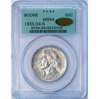 (9264) 1935/4-S 50C PCGS MS64 Gold CAC Boone