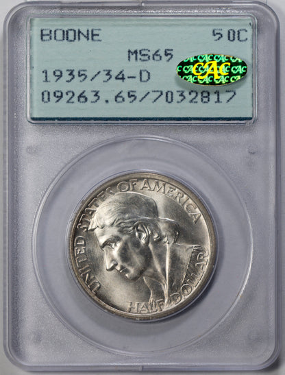 (9263) 1935/34-D 50C PCGS MS65 Boone CAC