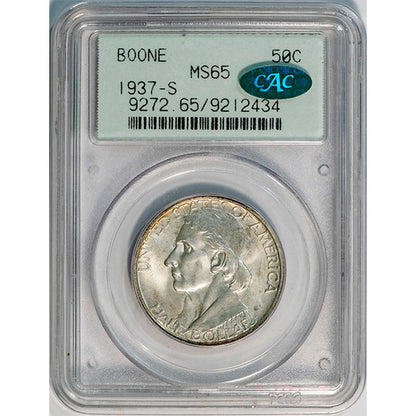 (9272) 1937-S 50C PCGS MS65 CAC Boone slab