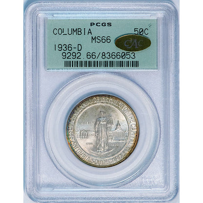 (9292) 1936-D 50C PCGS MS66 Gold CAC Columbia