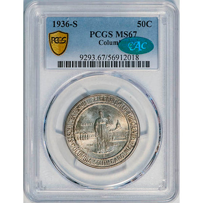 (9293) 1936-S 50C PCGS MS67 CAC Columbia slab