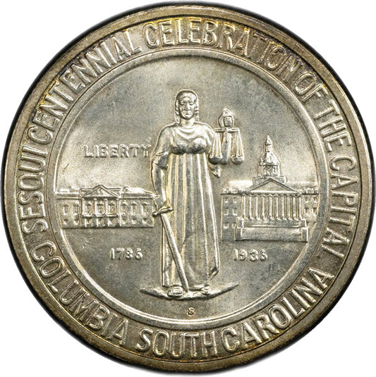 (9293) 1936-S 50C PCGS MS67 CAC Columbia obverse