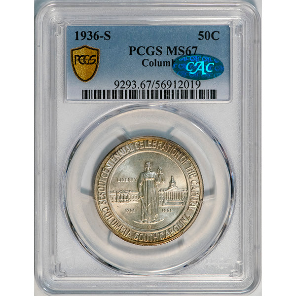 (9293) 1936-S 50C PCGS MS67 CAC Columbia slab